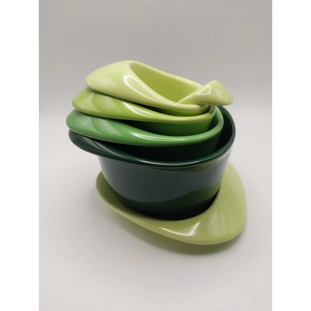 PO Selected Rosa 7-Piece Green Ceramic Teapot Rose Modern Design Complete Set